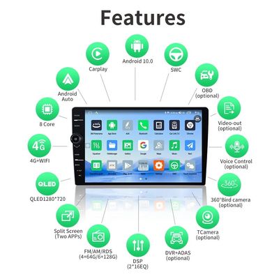 Écran tactile de 13 pouces Android 12 Lecteur multimédia pour voiture avec WiFi intégré et navigation GPS