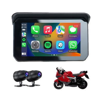 IP67 imperméable à l'eau 5 pouces IPS Écran moto Carplay GPS Navigateur 2 en 1 sans fil Apple Car-play Android Auto