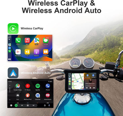 IP67 imperméable à l'eau 5 pouces IPS Écran moto Carplay GPS Navigateur 2 en 1 sans fil Apple Car-play Android Auto