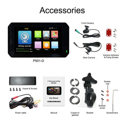 IP67 imperméable à l'eau 5 pouces IPS Écran moto Carplay GPS Navigateur 2 en 1 sans fil Apple Car-play Android Auto