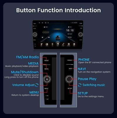 1DIN intégré 9 pouces Android 10.0 Radio de voiture avec écran tactile 2.5d et navigation GPS