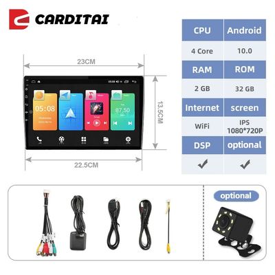10Écran tactile de 1 pouce 2 radio de voiture Din avec fonction DSP Android OS et navigation BT
