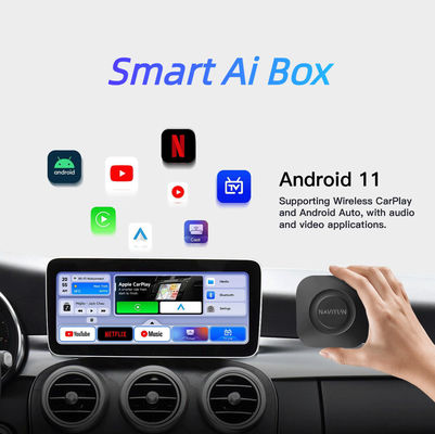 5V±0.2V 1.0A Puissance d'entrée Carplay AI Box 8GB 128GB Box de diffusion sans fil GPS intégré Wifi