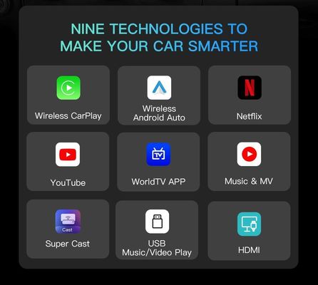 5V±0.2V 1.0A Puissance d'entrée Carplay AI Box 8GB 128GB Box de diffusion sans fil GPS intégré Wifi