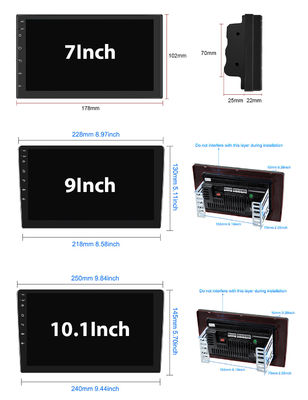 7/8/9/10/12/13 pouces Lecteur Android sans fil CarPlay avec navigation GPS 2DIN intégrée