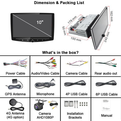 Écran LCD universel pour voiture Android 1 Din Radio de voiture avec Carplay et bouton de bouton