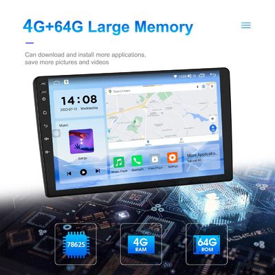 Écran QLED Android 9/10 pouces 4G RAM 64G ROM Double Din MP5 Player pour voiture avec interface utilisateur personnalisée