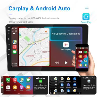Écran QLED Android 9/10 pouces 4G RAM 64G ROM Double Din MP5 Player pour voiture avec interface utilisateur personnalisée