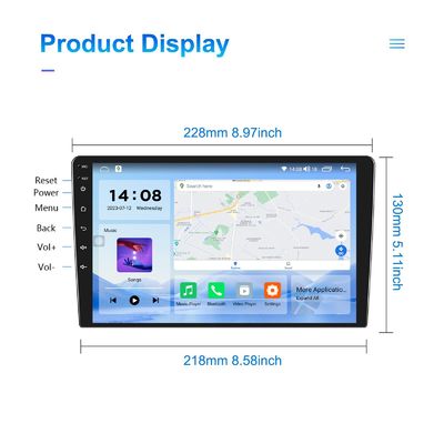 Écran QLED Android 9/10 pouces 4G RAM 64G ROM Double Din MP5 Player pour voiture avec interface utilisateur personnalisée